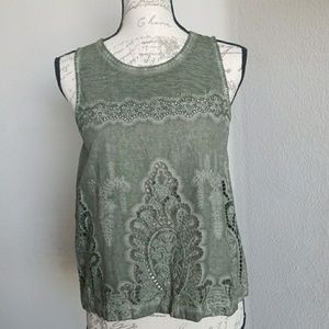 Express army green faded look festival tank